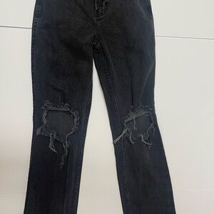Hollister Women's Black Distressed Ultra High-Rise 90s Straight Jeans